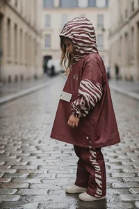 Kids Rain Poncho Recycled Chocolate Zebra – Poule Party | Centre Commercial
