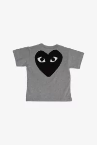 Kids T-Shirt Comme des Garçons PLAY Logo Print – Grey | Centre Commercial