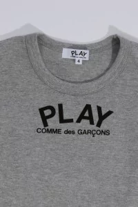 Kids T-Shirt Comme des Garçons PLAY Logo Print – Grey | Centre Commercial