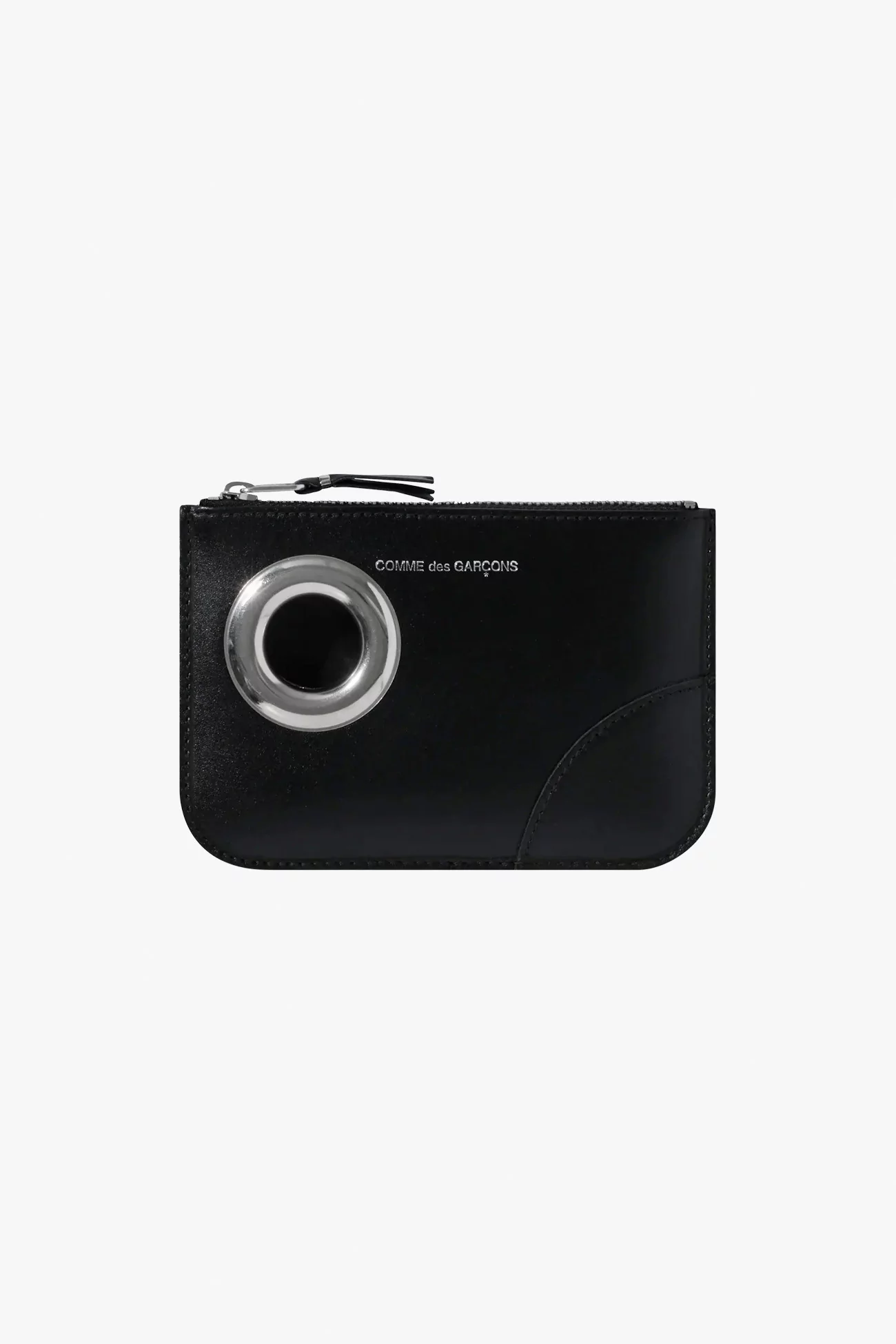 Silver Eyelet SA8100SE Leather Zip Pouch – Black | Centre Commercial