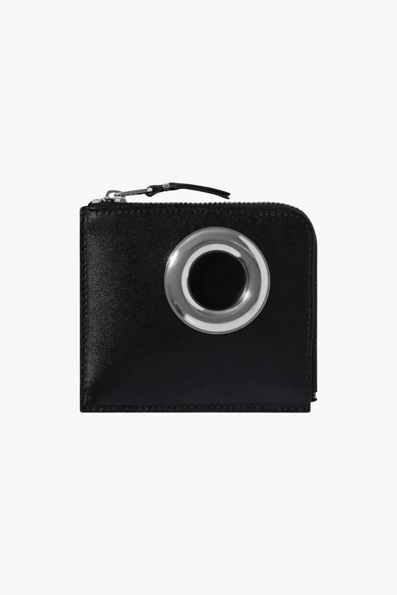 Silver Eyelet SA3100SE Leather Wallet – Black | Centre Commercial