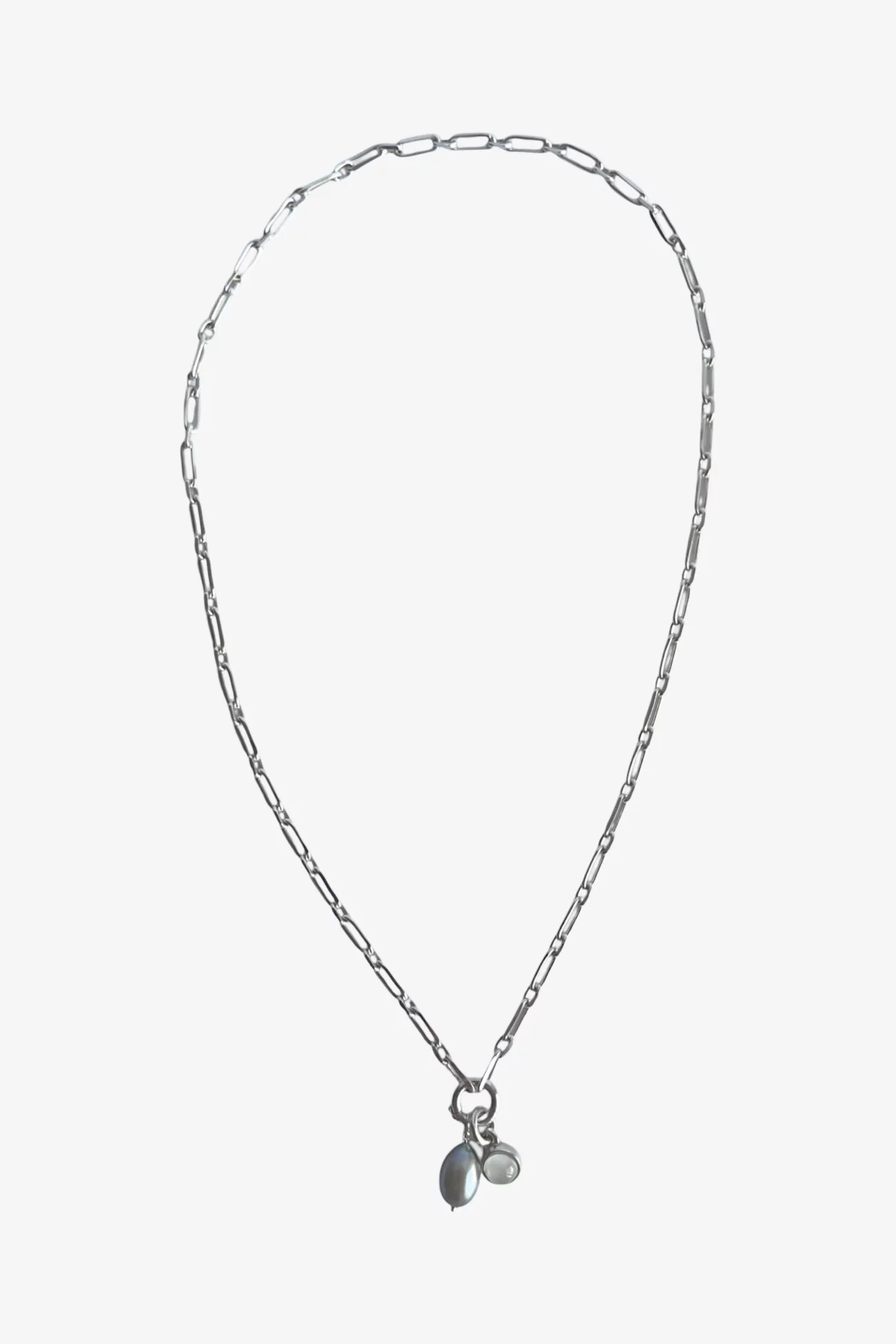 Medium Square Moonstone Necklace Recycled 925 Silver – Silver | Centre Commercial