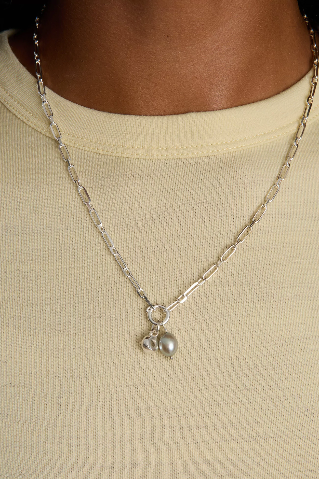 Medium Square Moonstone Necklace Recycled 925 Silver – Silver | Centre Commercial