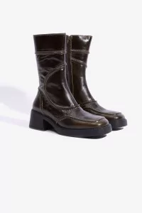 Bottines Femme Cuir Verni Miista Malene – Khaki | Centre Commercial