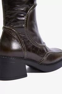 Bottines Femme Cuir Verni Miista Malene – Khaki | Centre Commercial