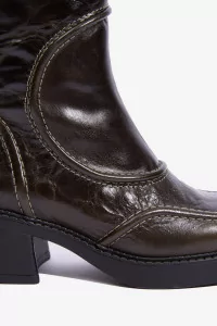 Bottines Femme Cuir Verni Miista Malene – Khaki | Centre Commercial
