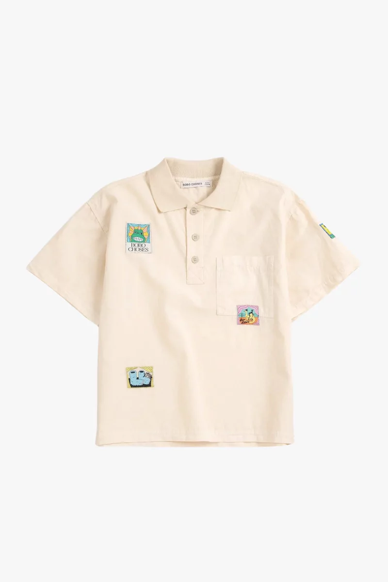 Kids Bobo Labelled Boxy Organic Cotton Shirt – White | Centre Commercial