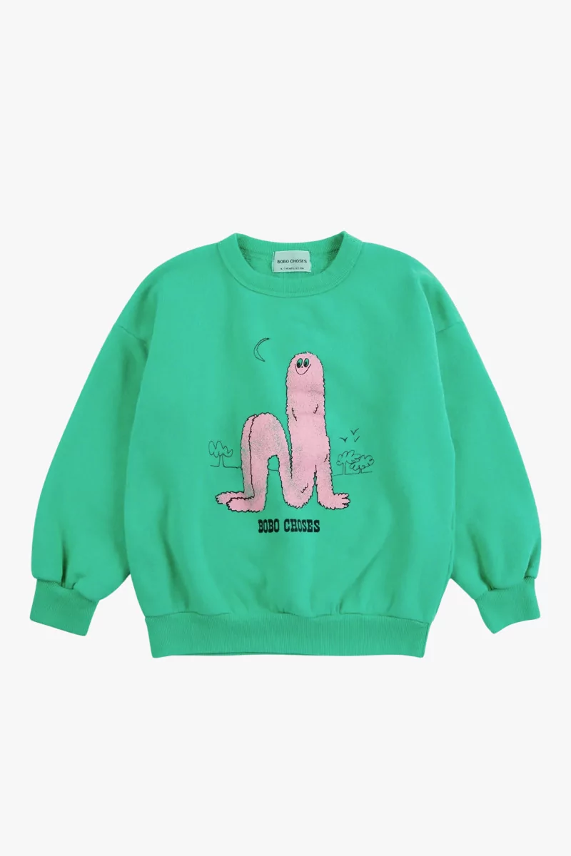 Kids Long Puff Organic Cotton Sweatshirt – Green | Centre Commercial