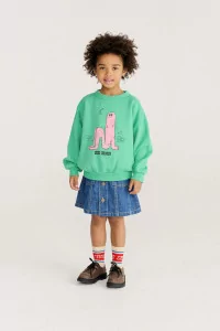 Kids Long Puff Organic Cotton Sweatshirt – Green | Centre Commercial
