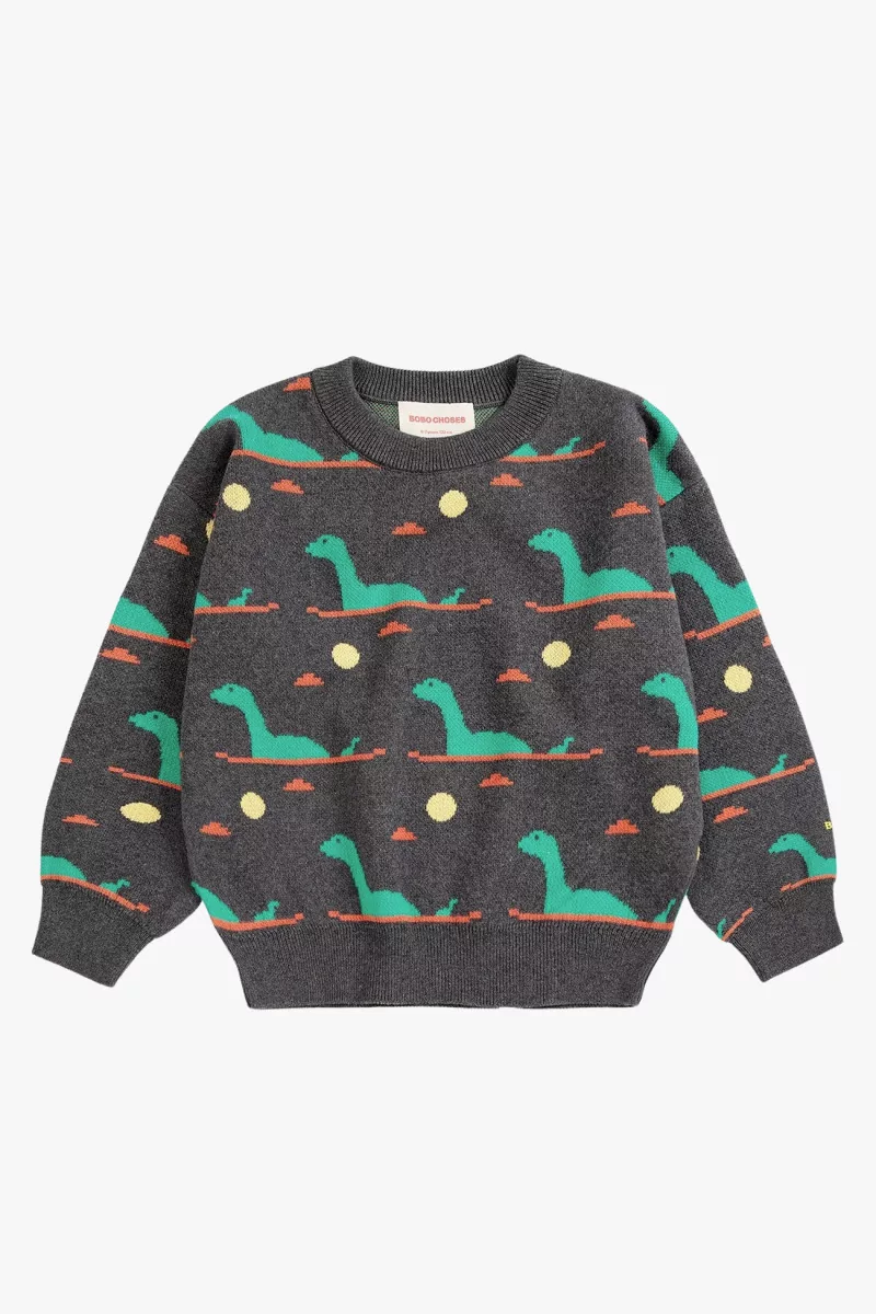 Kids Lake Monster Jacquard Organic Cotton Jumper | Centre Commercial