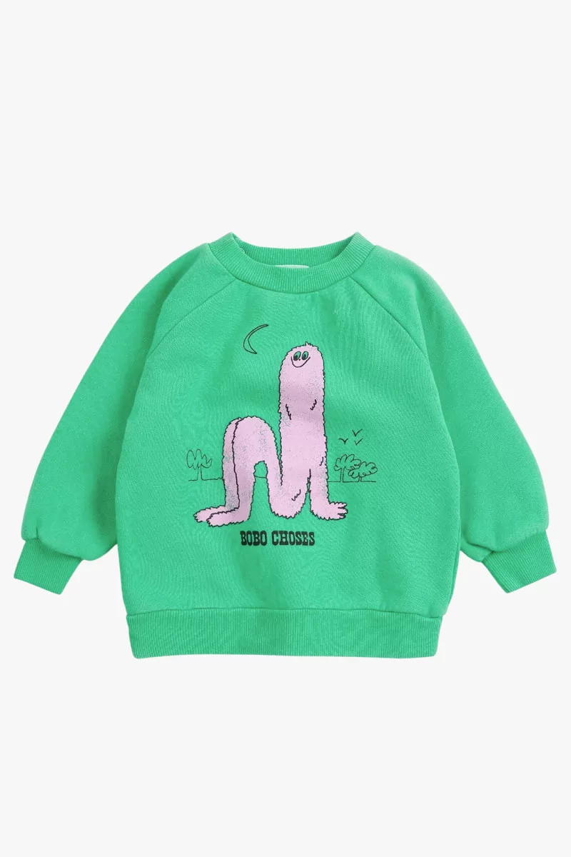 Baby Long Pinky Puff Organic Cotton Sweatshirt – Green | Centre Commercial