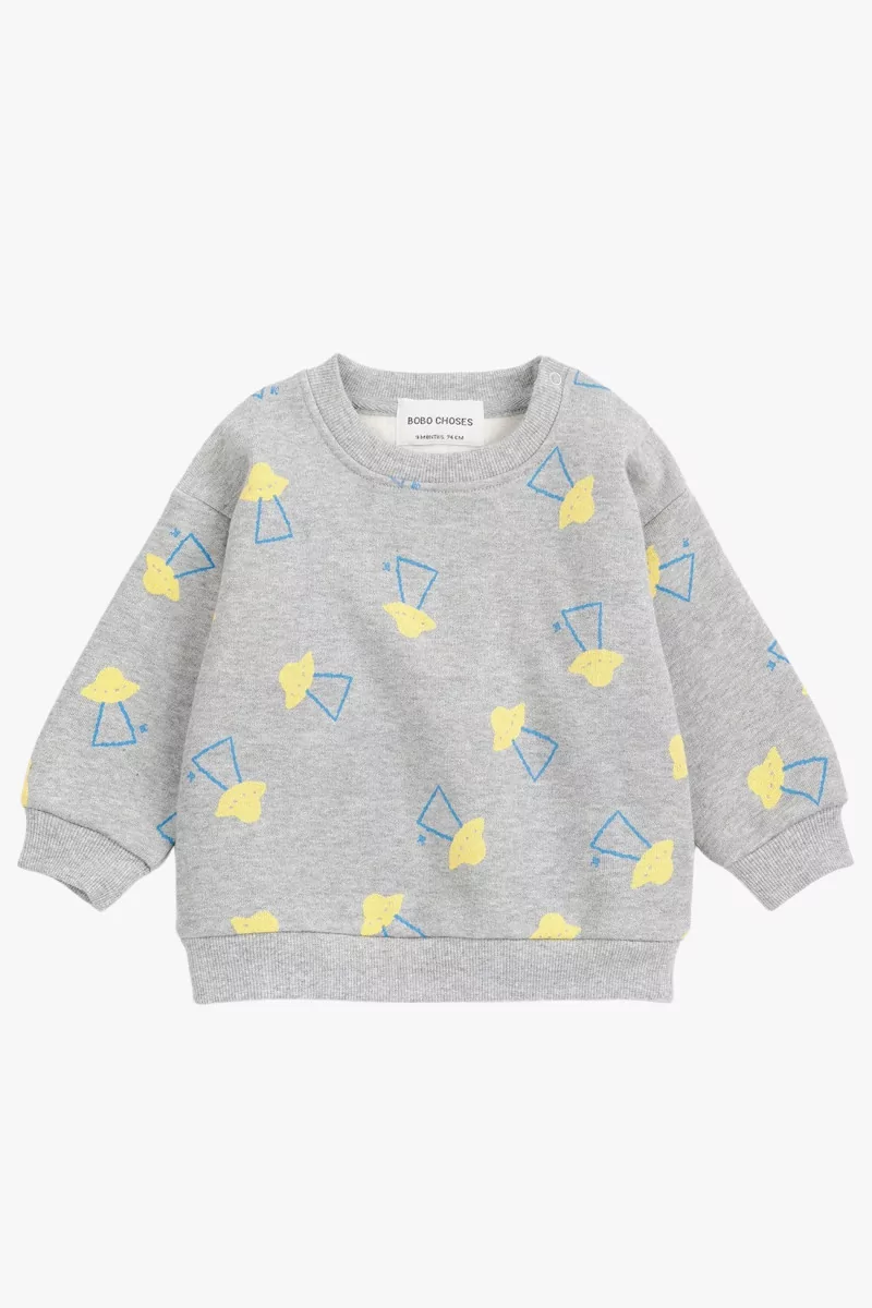 Baby Pixel Abduction Organic Cotton Sweatshirt – Grey | Centre Commercial