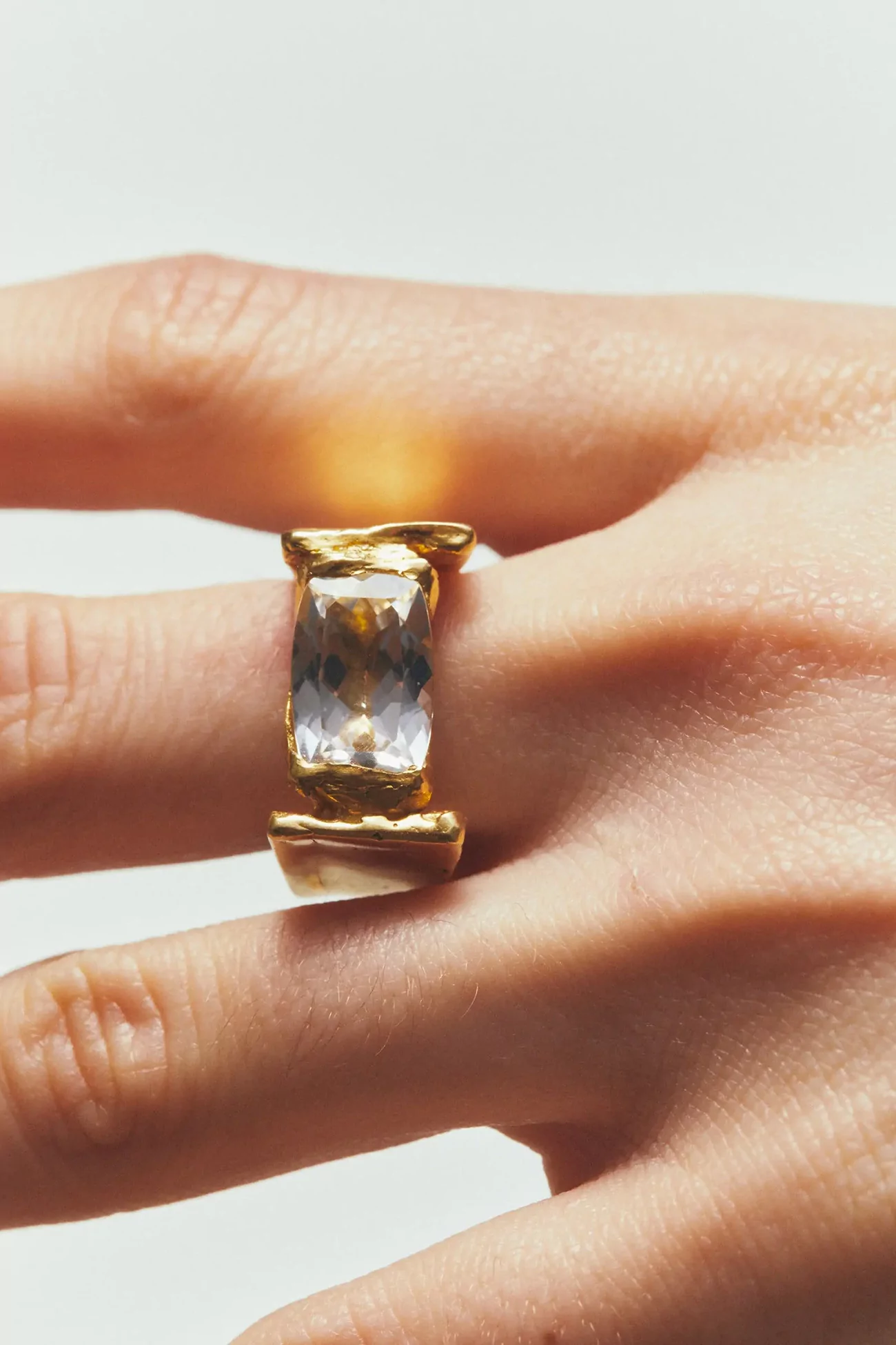 Abril Gold Plated Ring White Topaz – Gold | Centre Commercial
