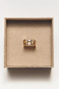 Abril Gold Plated Ring White Topaz – Gold | Centre Commercial