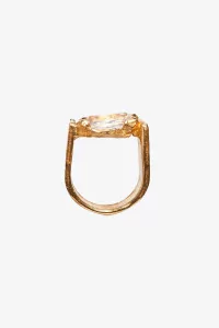 Abril Gold Plated Ring White Topaz – Gold | Centre Commercial