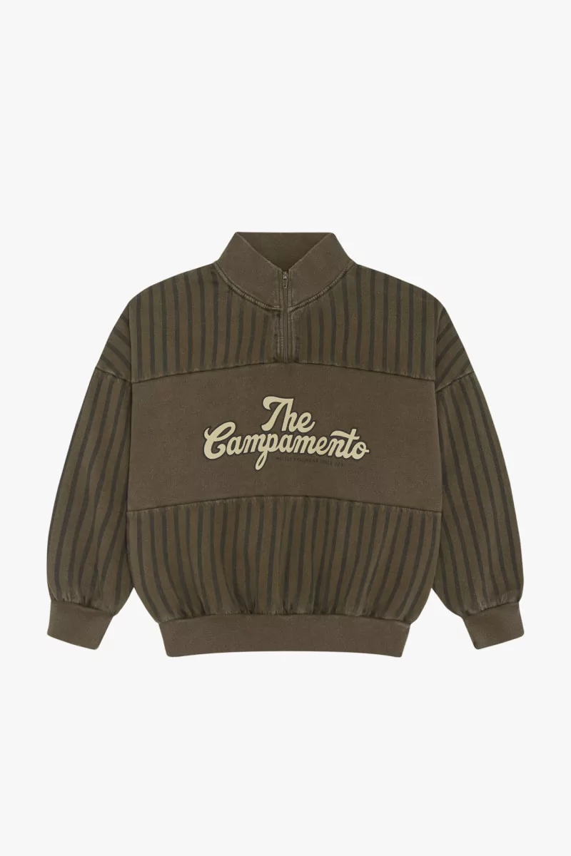 Kids Cotton Stripes Sweatshirt Zip Neck – The Campamento | Centre Commercial