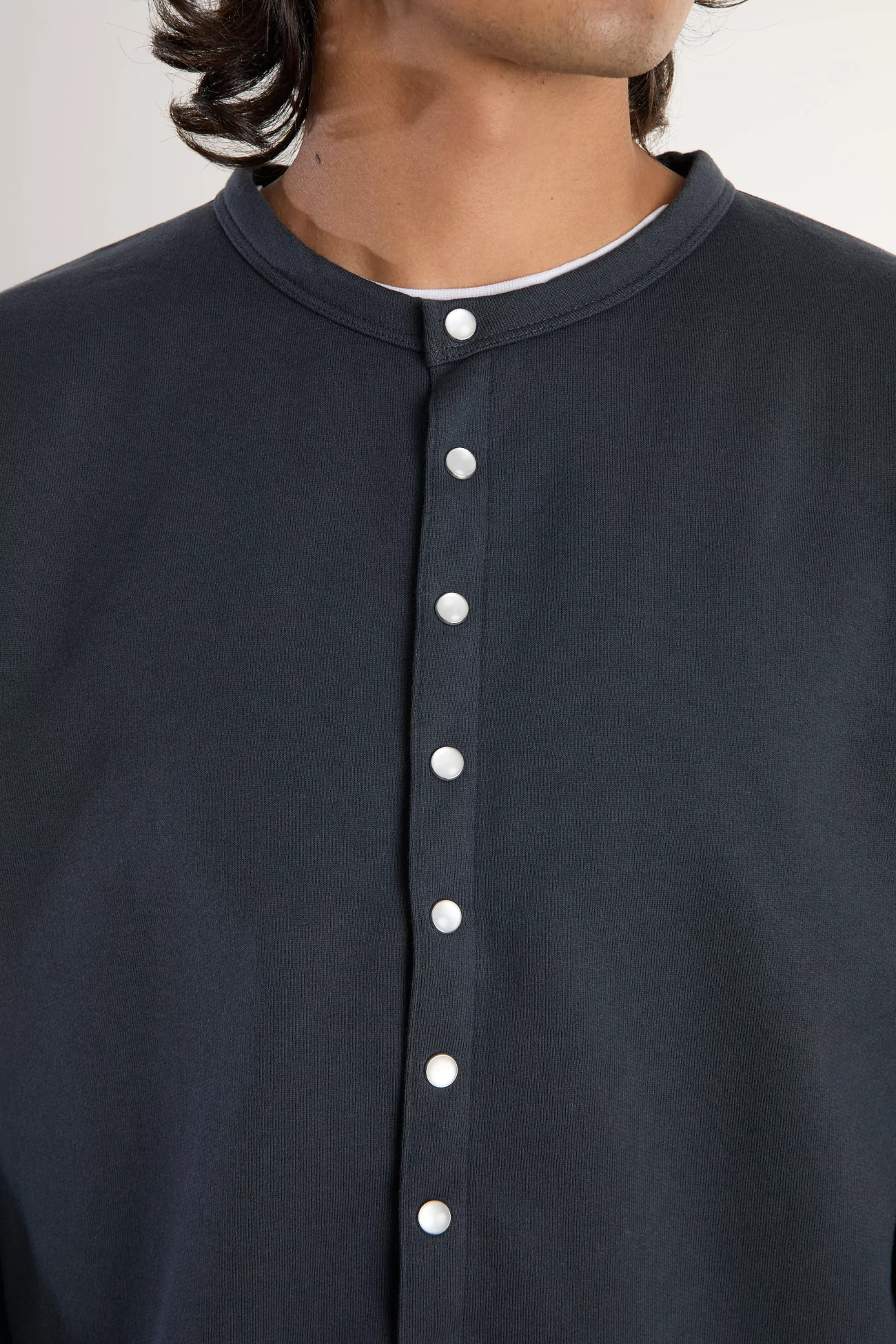 agnès b. Snap Cardigan Organic Cotton – Asphalte | Centre Commercial