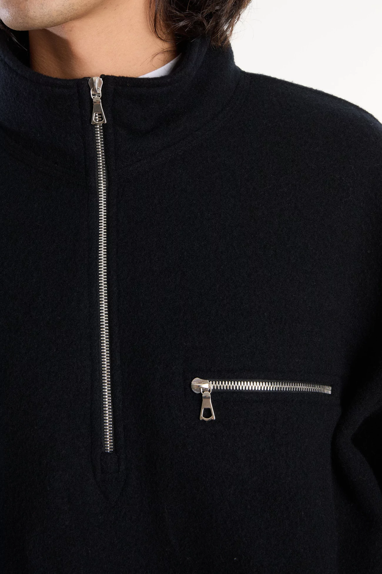 RIER Natural Wool Fleece Pullover – Black | Centre Commercial