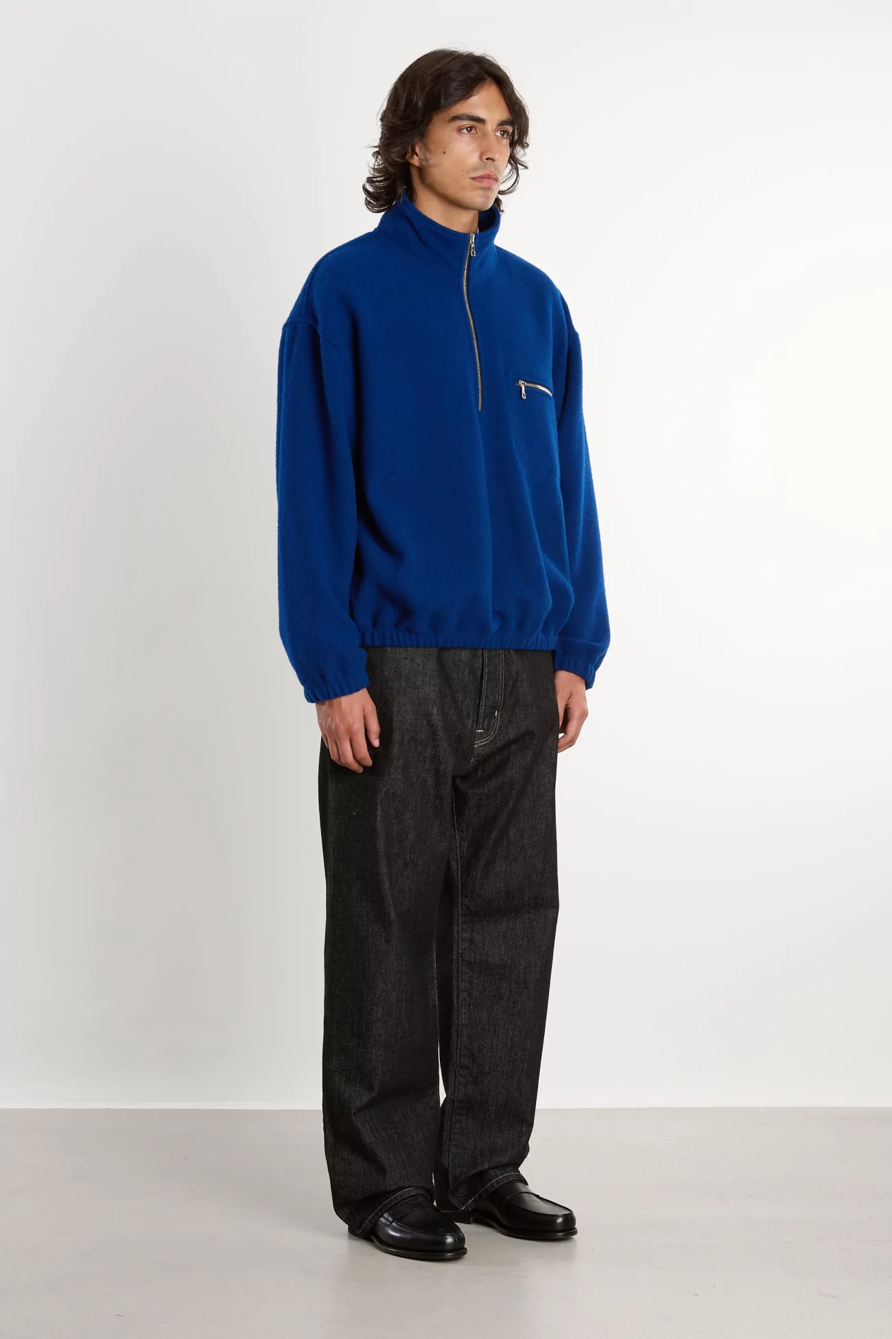 RIER Natural Wool Fleece Pullover – Indigo | Centre Commercial