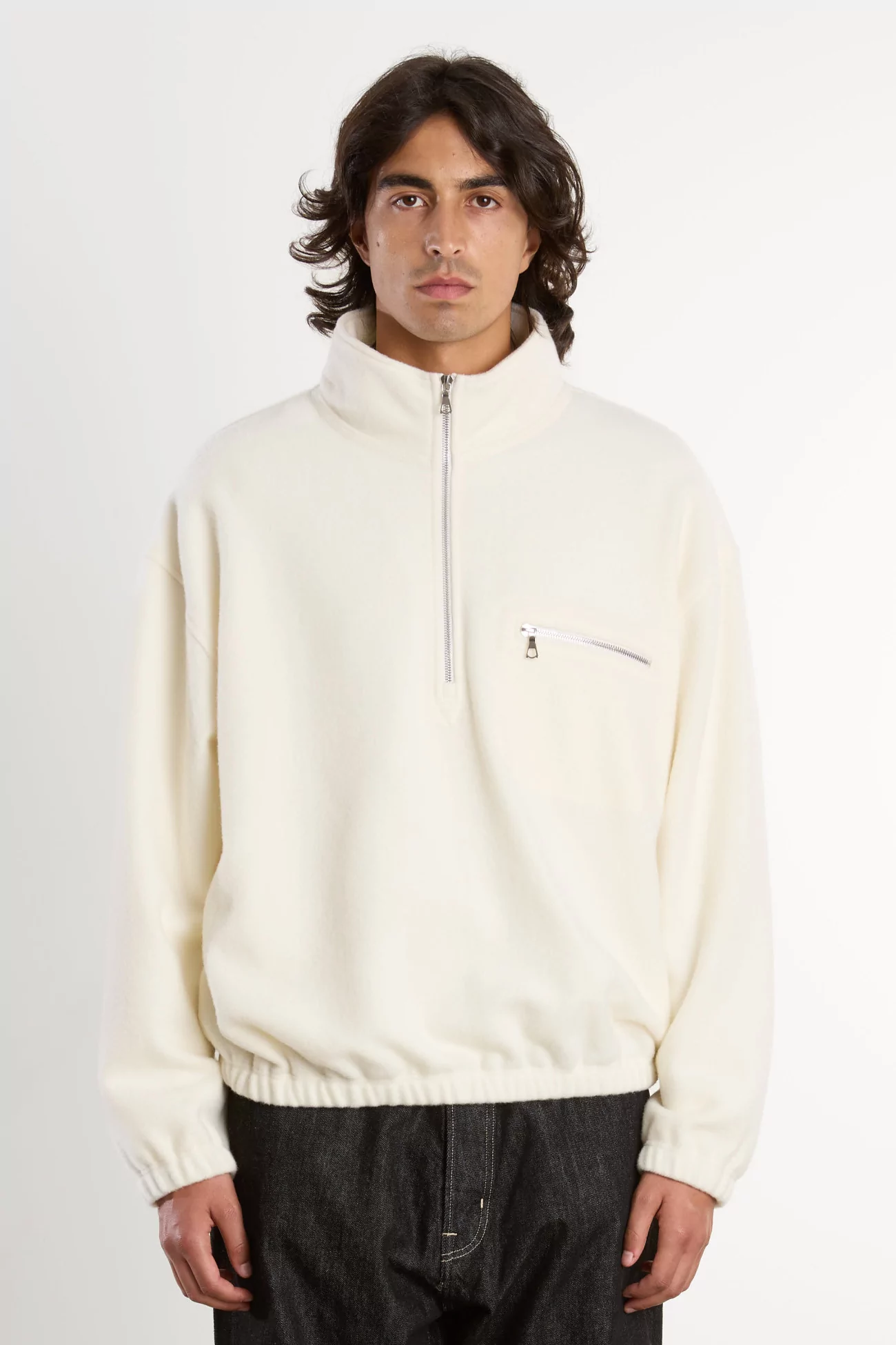 Pull Fleece Homme Laine Naturelle RIER – White | Centre Commercial