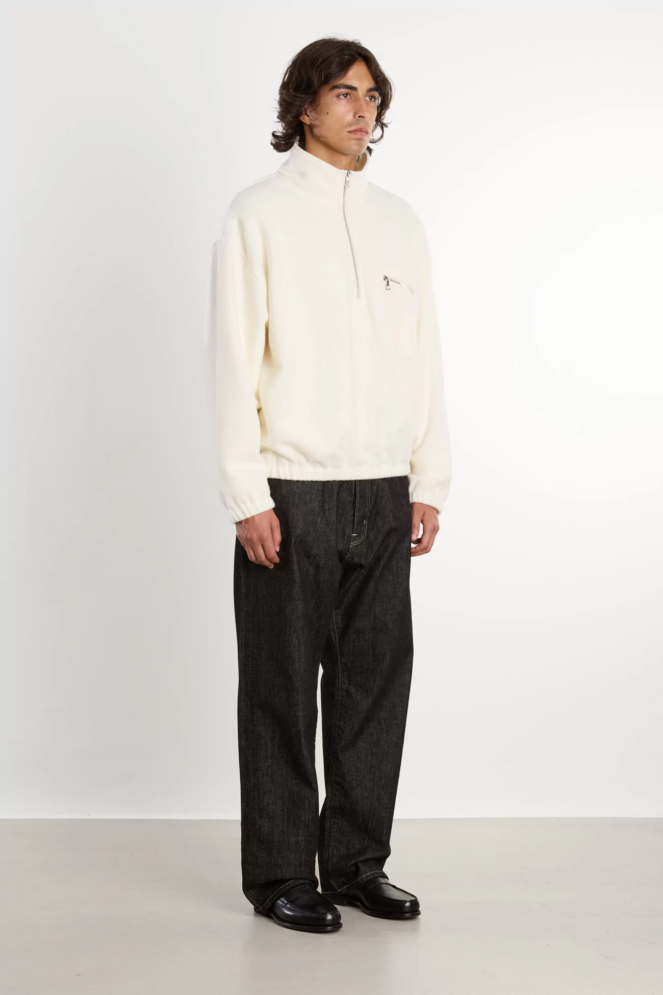 Pull Fleece Homme Laine Naturelle RIER – White | Centre Commercial