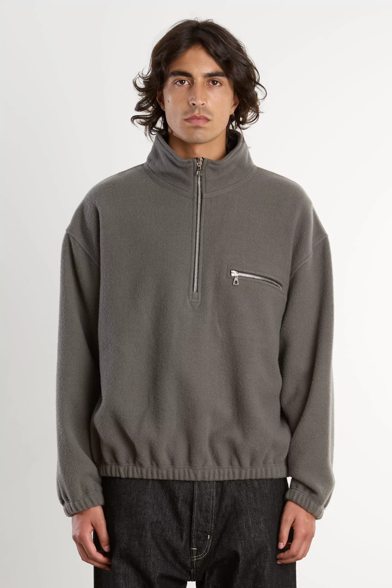 Pull Fleece Homme Laine Naturelle RIER – Zinc | Centre Commercial