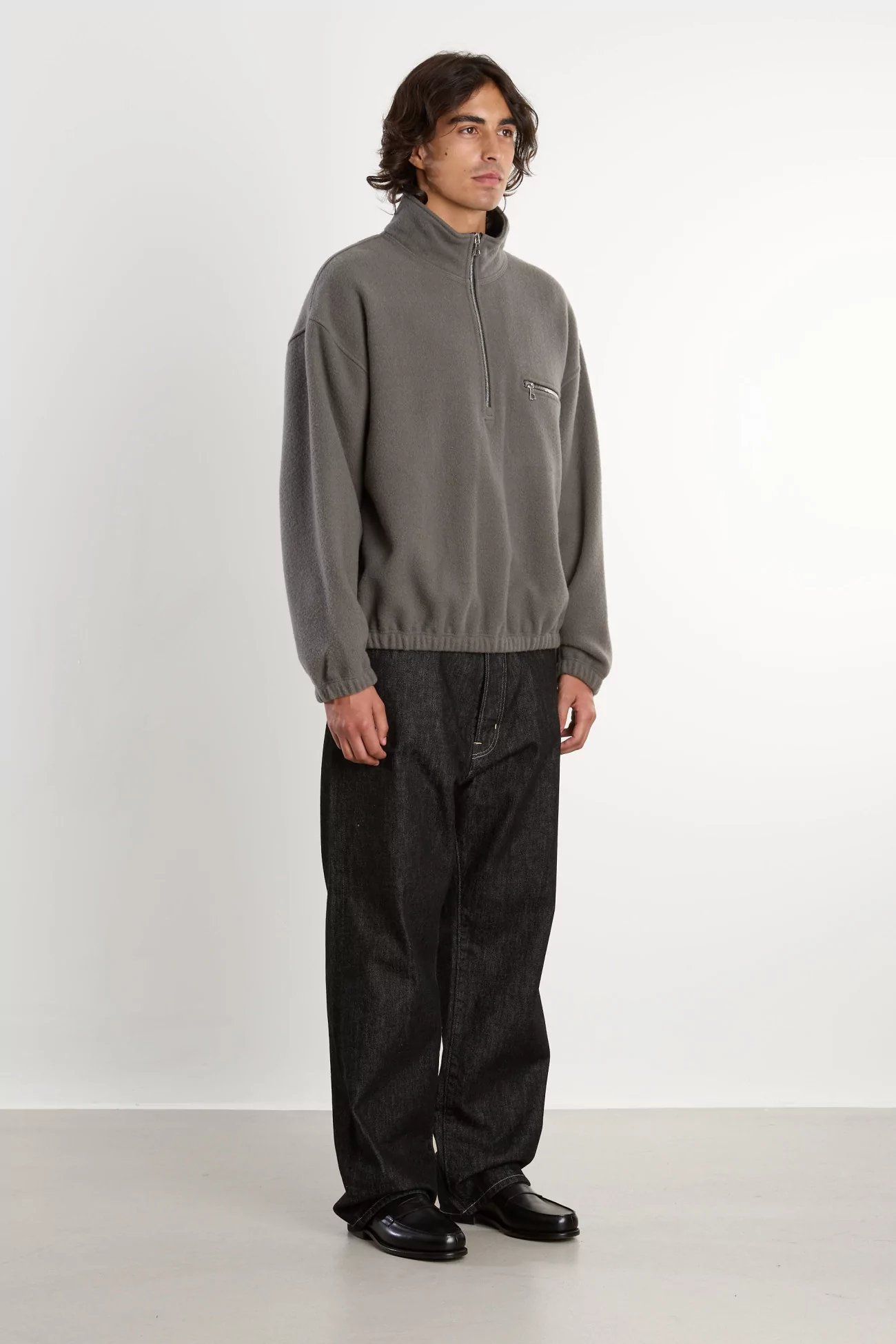 RIER Natural Wool Fleece Pullover – Zinc | Centre Commercial