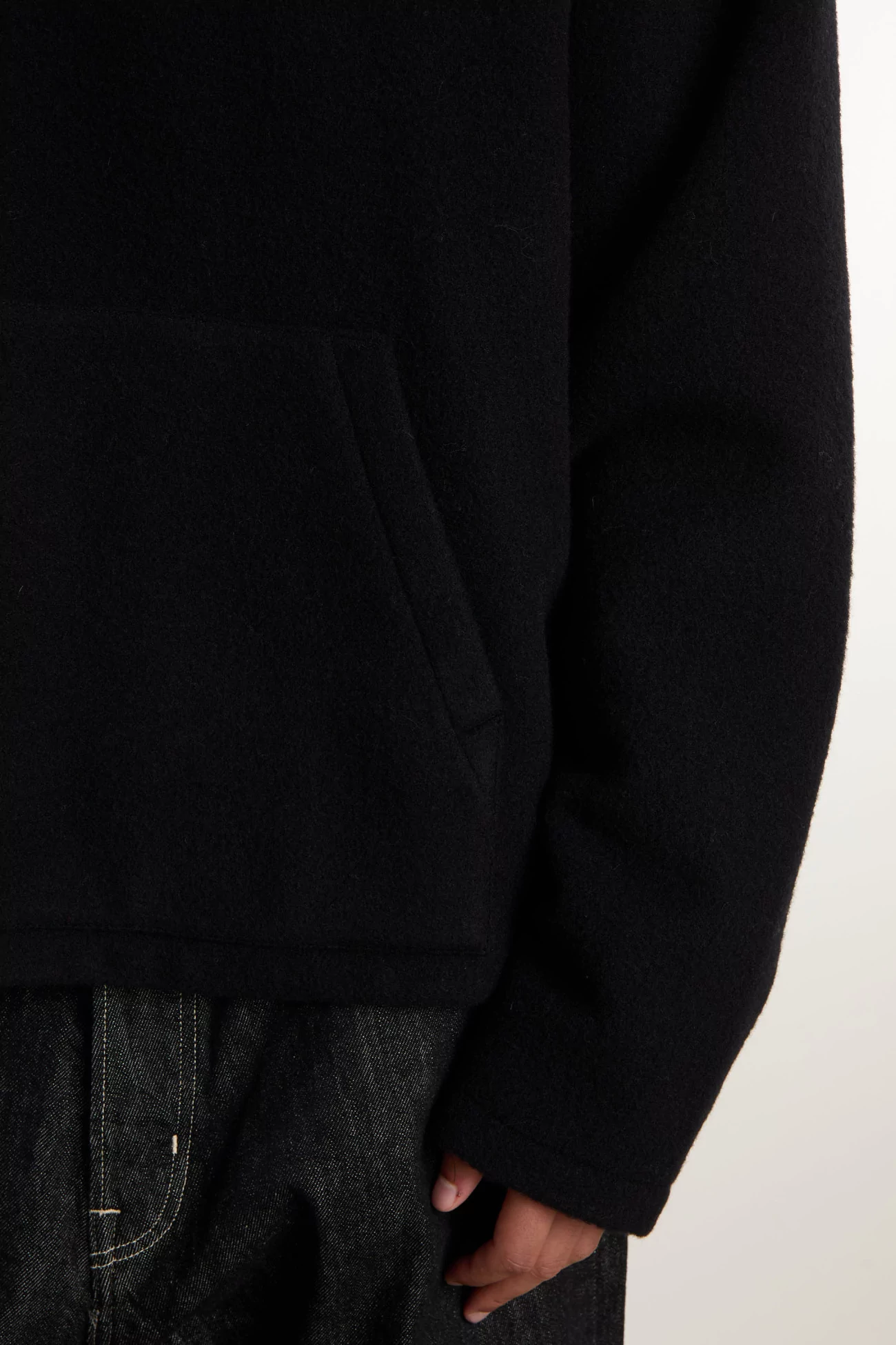 Hoodie Fleece Homme Laine Naturelle RIER – Noir | Centre Commercial