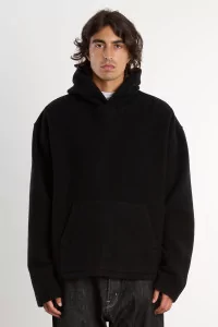 Hoodie Fleece Homme Laine Naturelle RIER – Noir | Centre Commercial
