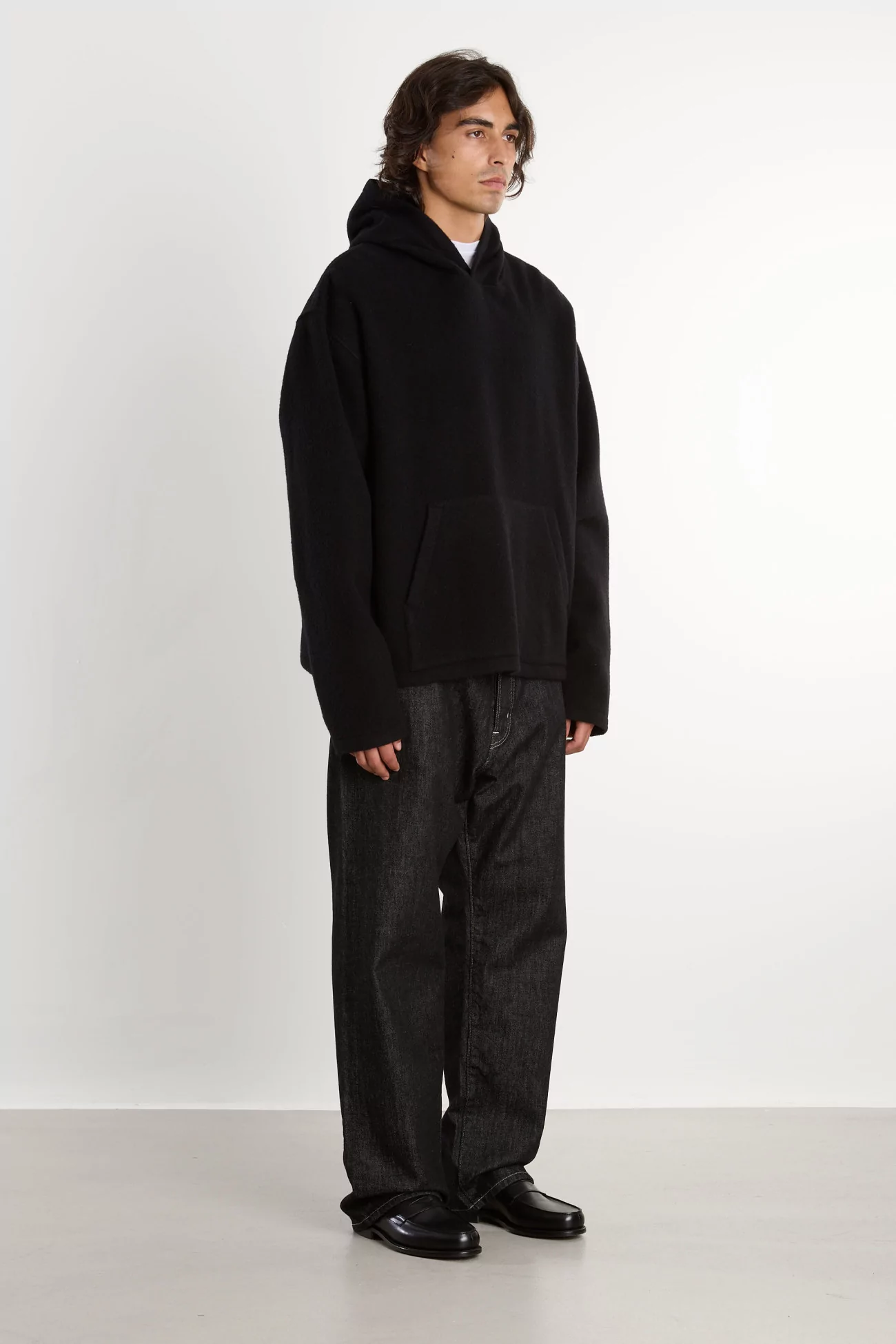 Hoodie Fleece Homme Laine Naturelle RIER – Noir | Centre Commercial