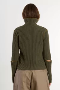 YMC Peeka Jumper Virgin Wool Cropped – Dark Green | Centre Commercial