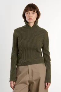 YMC Peeka Jumper Virgin Wool Cropped – Dark Green | Centre Commercial