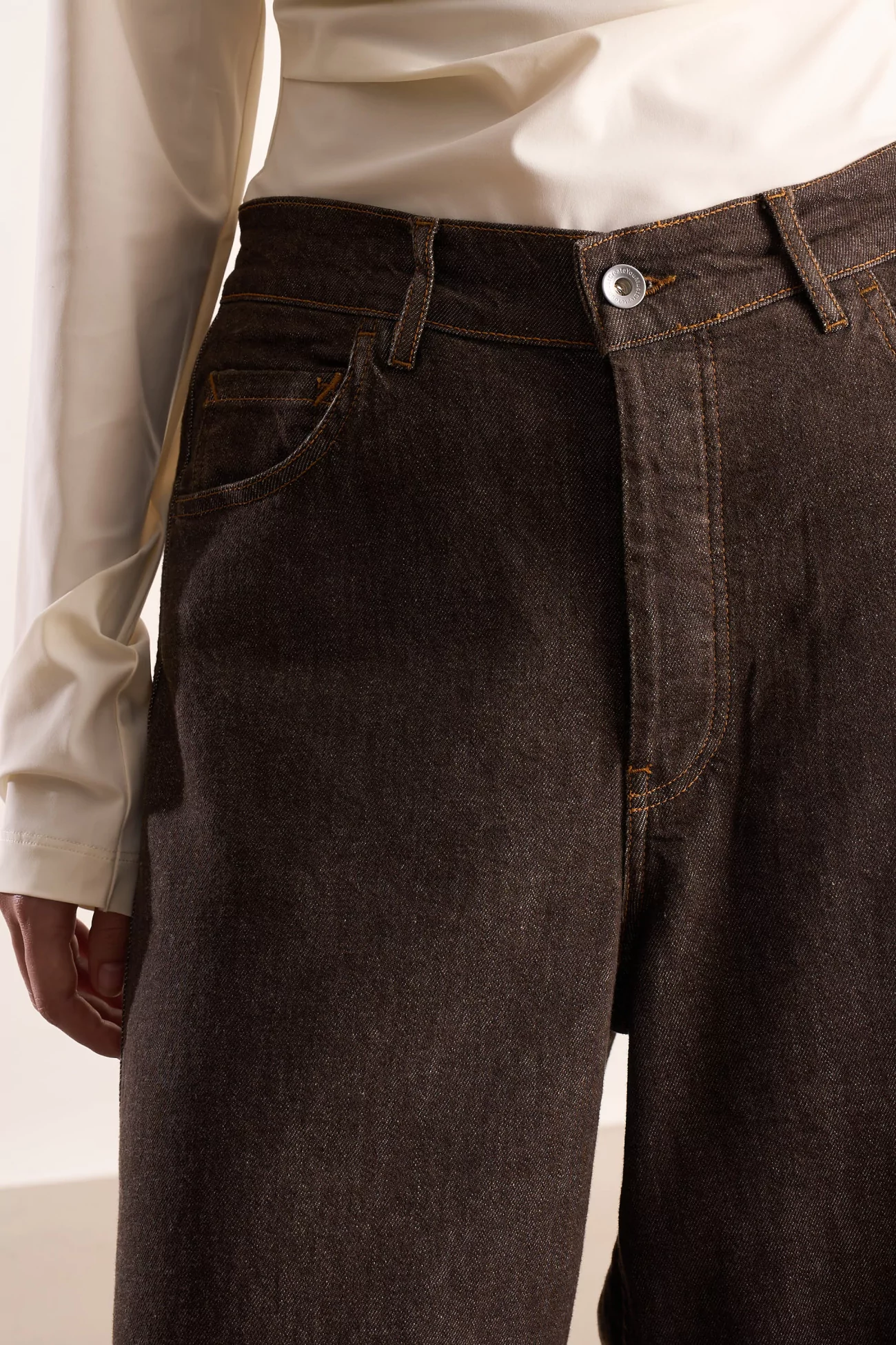 YMC Replacement Jeans Organic Cotton Wide Leg – Brown | Centre Commercial