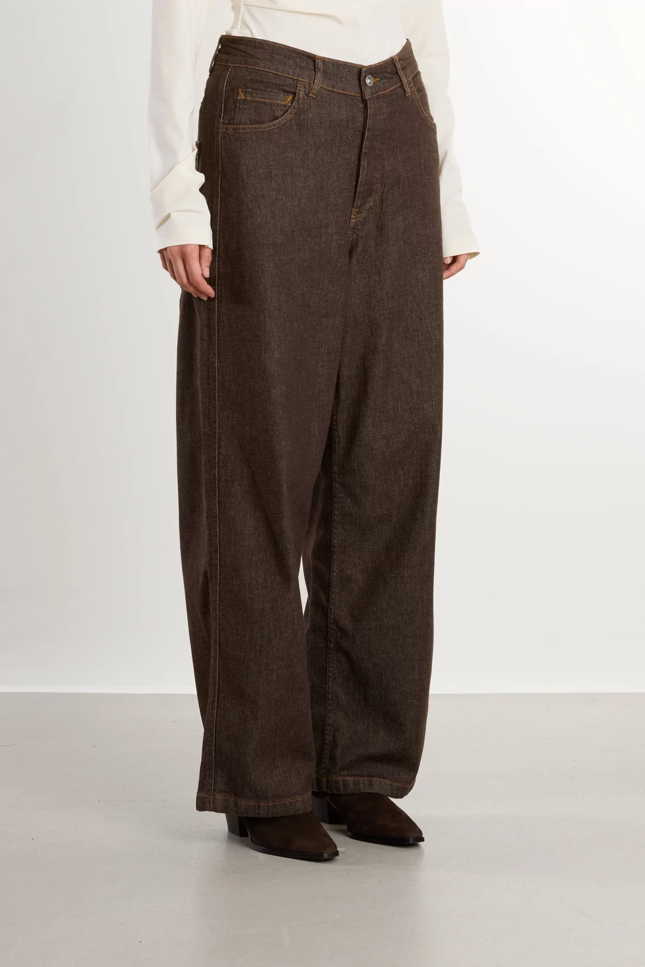 YMC Replacement Jeans Organic Cotton Wide Leg – Brown | Centre Commercial