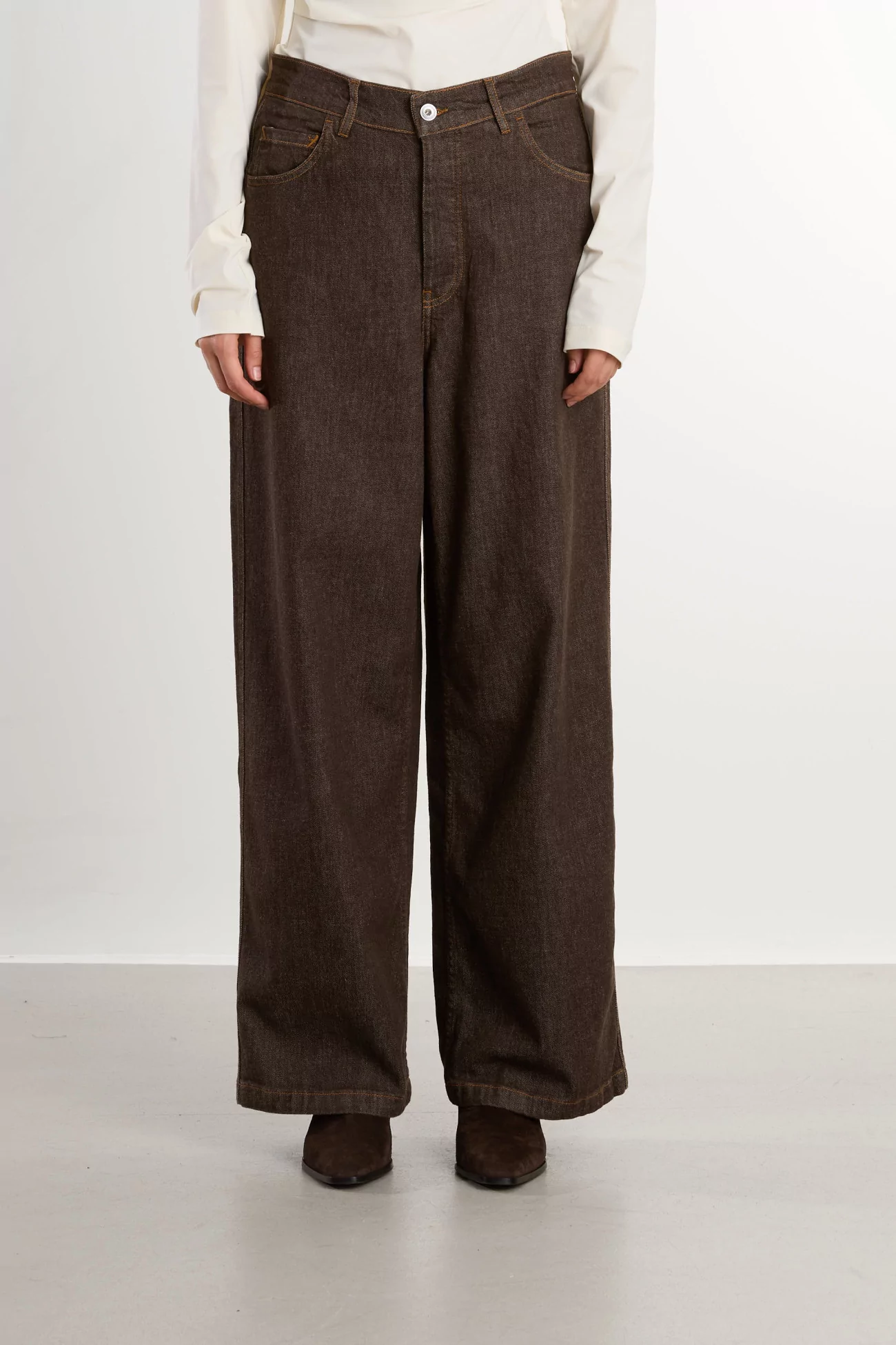 YMC Replacement Jeans Organic Cotton Wide Leg – Brown | Centre Commercial