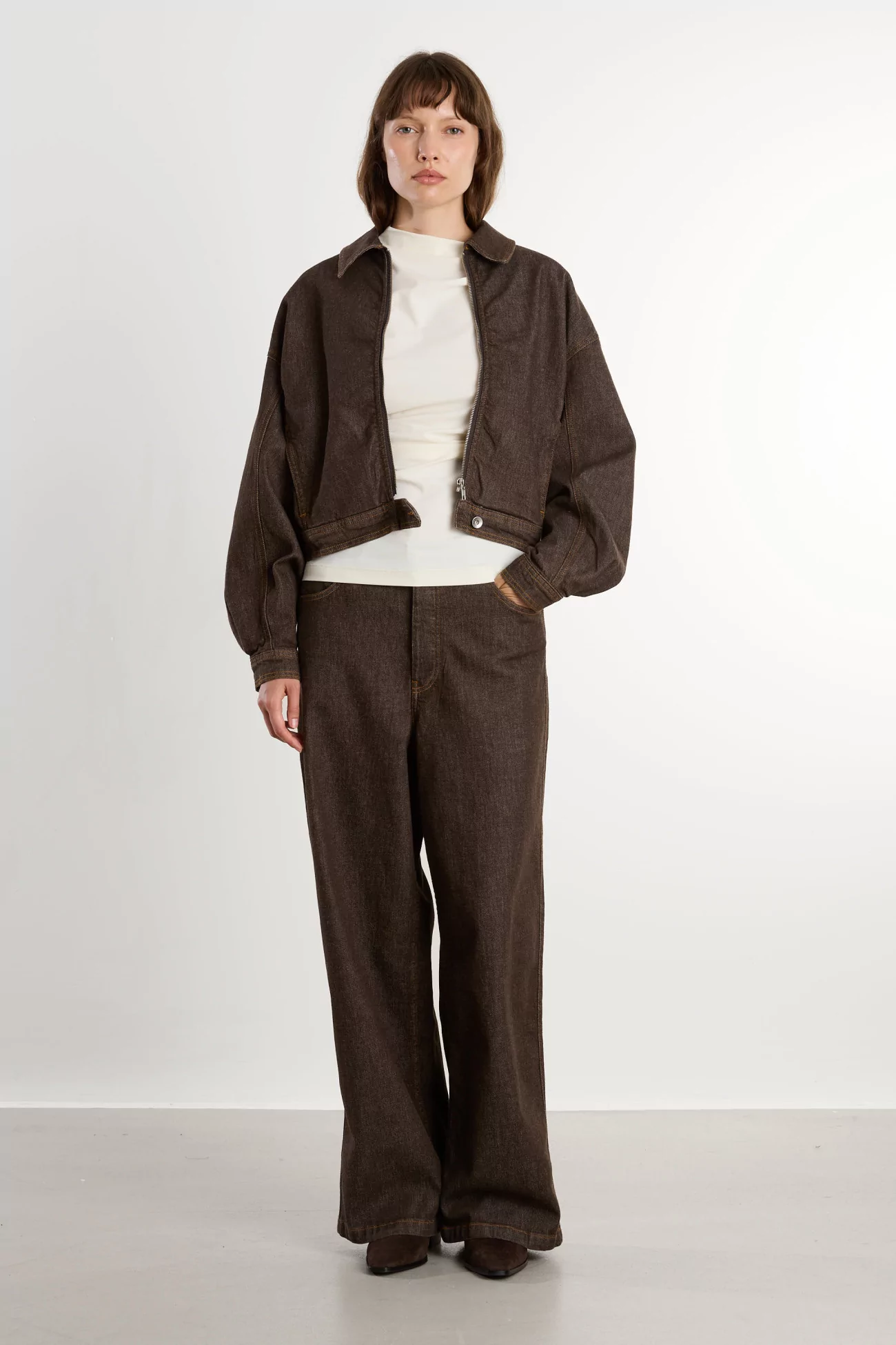 YMC Replacement Jeans Organic Cotton Wide Leg – Brown | Centre Commercial