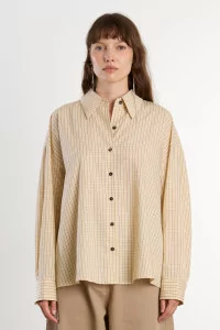 Cordera Checked Cotton Women's Shirt – Yellow/Brown | Centre Commercial