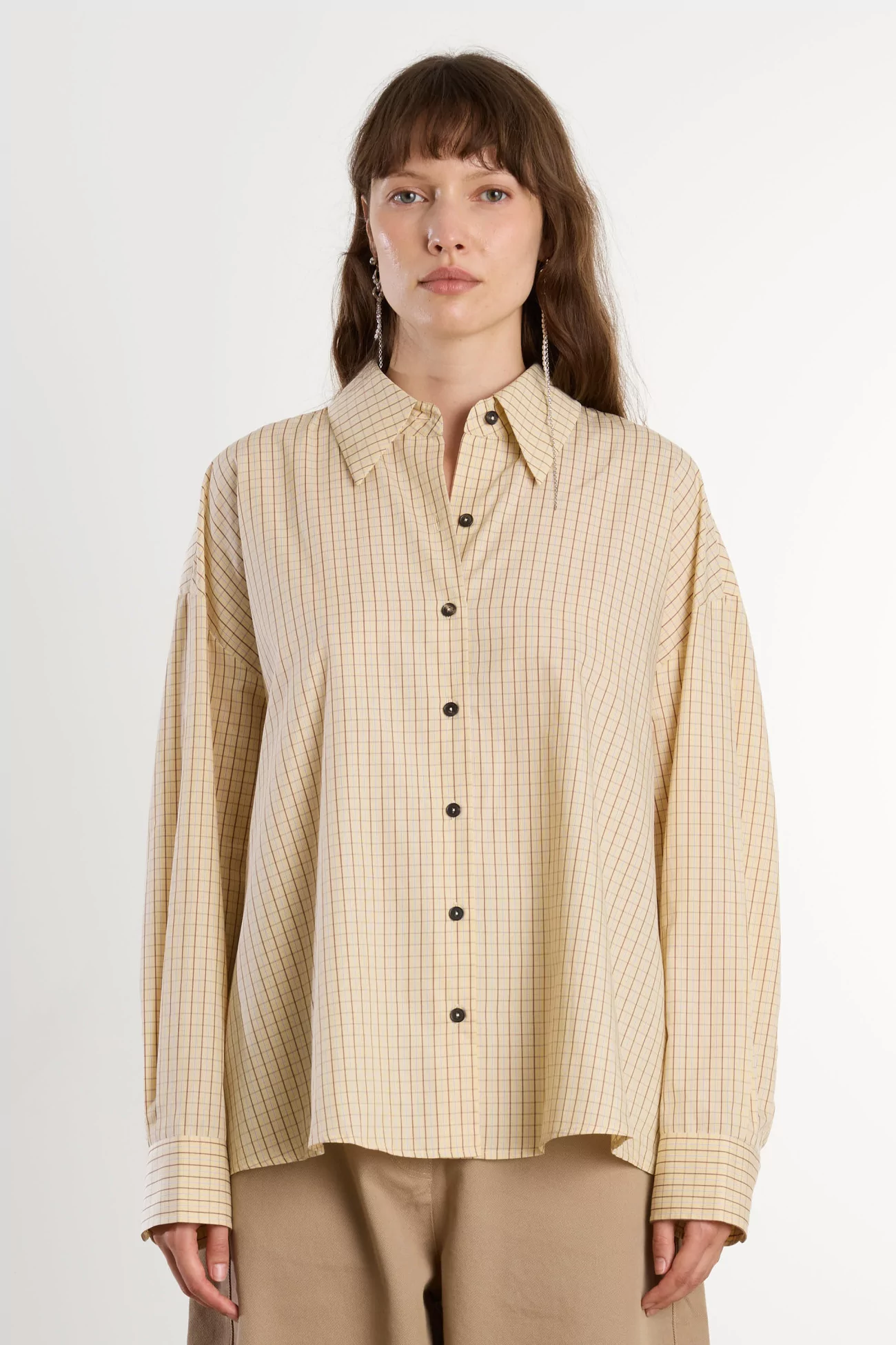 Cordera Checked Cotton Women's Shirt – Yellow/Brown | Centre Commercial