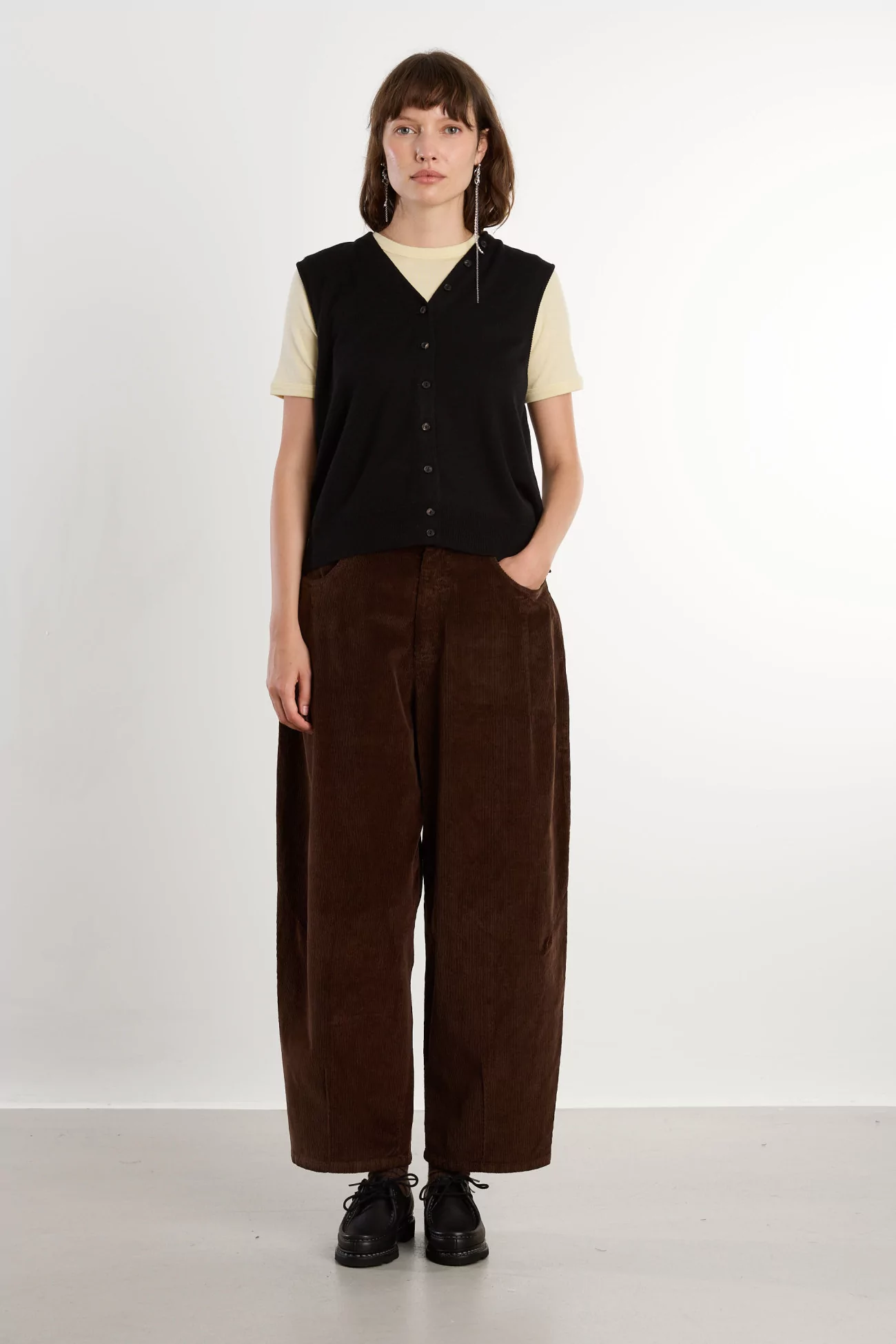 Pantalon Femme Velours Baggy Cordera – Brown | Centre Commercial