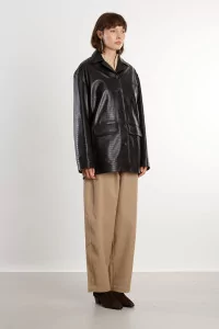 Cordera Crocodile Leather Women's Blazer – Black | Centre Commercial