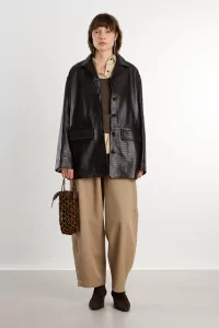 Blazer Femme Cuir Crocodile Cordera – Black | Centre Commercial