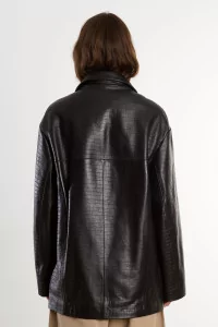 Blazer Femme Cuir Crocodile Cordera – Black | Centre Commercial