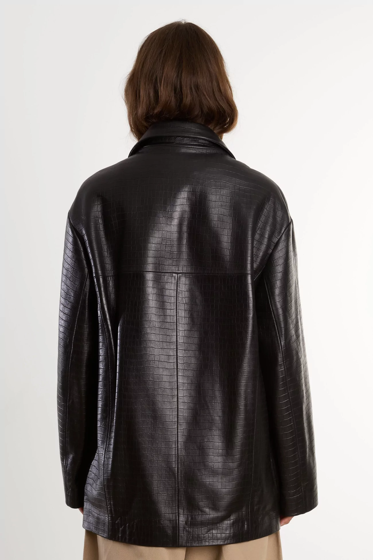 Blazer Femme Cuir Crocodile Cordera – Black | Centre Commercial