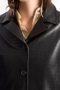 Cordera Crocodile Leather Women's Blazer – Black | Centre Commercial