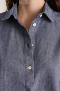 Bent Shirt Recycled Denim Organic Cotton – Dark Denim | Centre Commercial