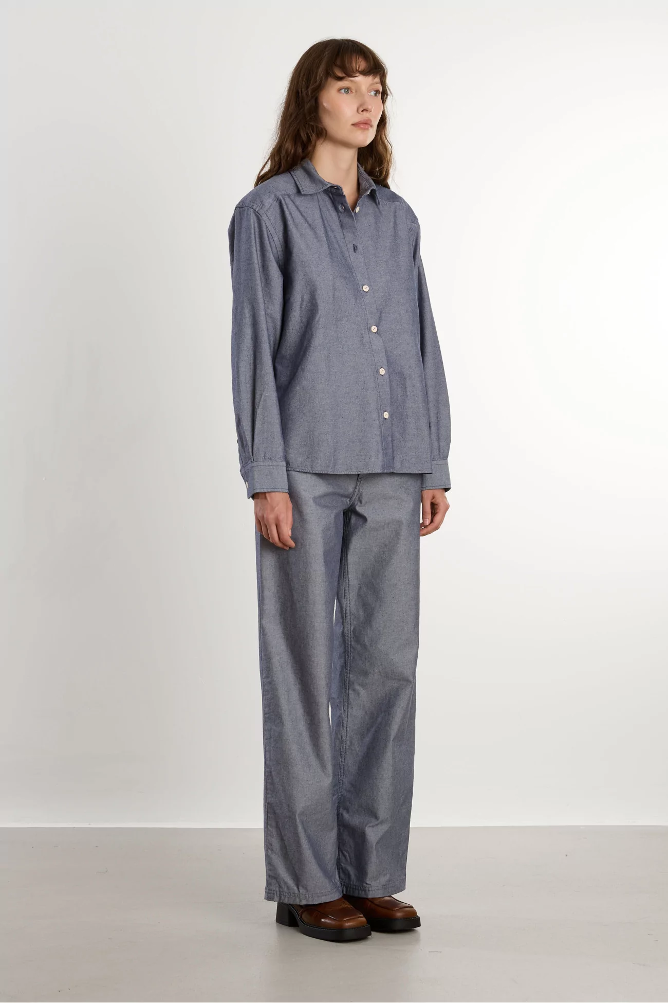 Bent Shirt Recycled Denim Organic Cotton – Dark Denim | Centre Commercial