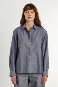 Bent Shirt Recycled Denim Organic Cotton – Dark Denim | Centre Commercial