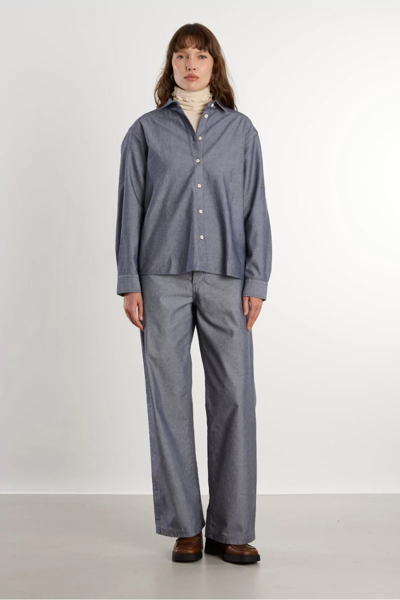 Bent Shirt Recycled Denim Organic Cotton – Dark Denim | Centre Commercial