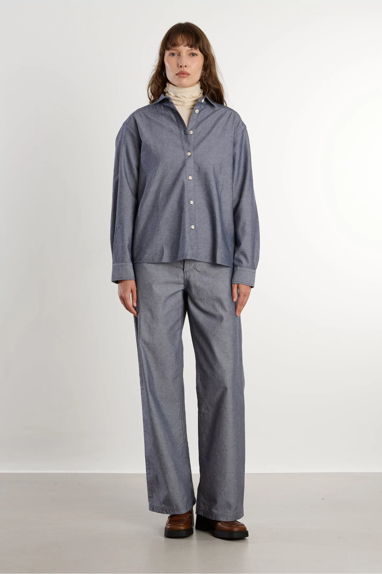 Bent Shirt Recycled Denim Organic Cotton – Dark Denim | Centre Commercial