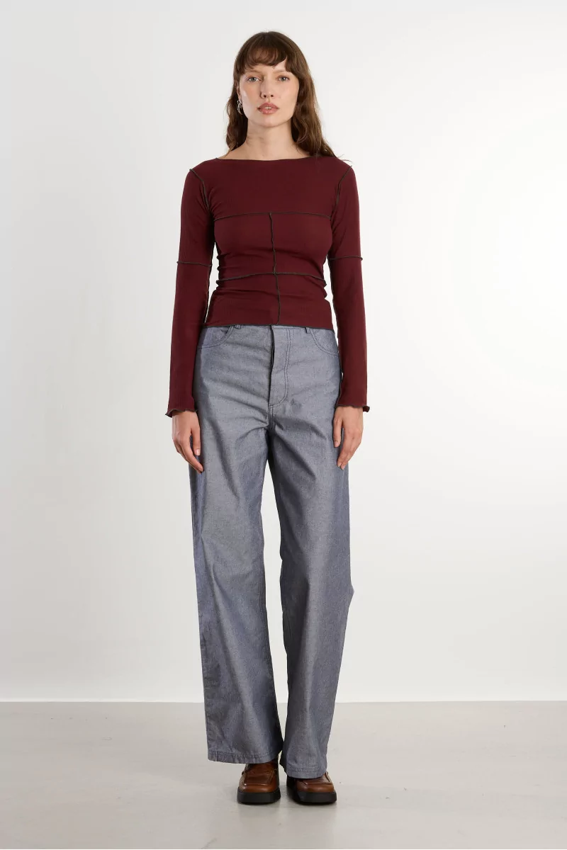 Cinder Turtleneck Ribbed Organic Cotton – Nara Red | Centre Commercial